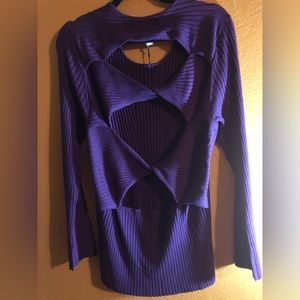 NWT Sized 1x Beautiful 3Holes open back detail Sweater Purple.